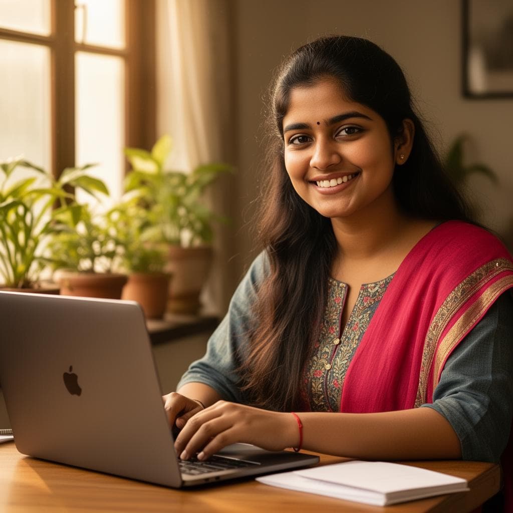 Indian woman booking a class